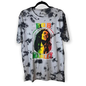 Zion Grey & Black  Tie Dye Bob Marley Short Sleeve Tee Shirt